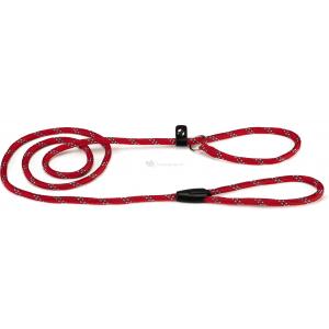 Hondenriem van rond nylon sliplijn 170cm x 8mm rood