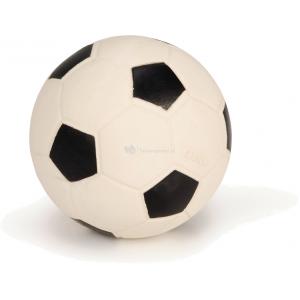Latex hondenspeeltje voetbal zwart.wit 10 cm