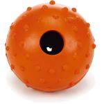 Rubber bal massief met bel hondenspeeltje oranje 5 cm