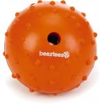 Rubber bal massief met bel hondenspeeltje oranje 7 cm