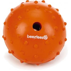 Rubber bal massief met bel hondenspeeltje oranje 7 cm