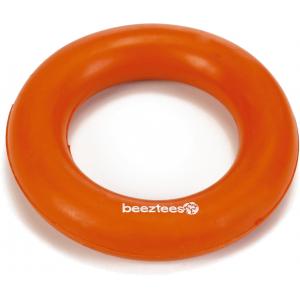 Rubber hondenspeeltje ring massief oranje 9 cm